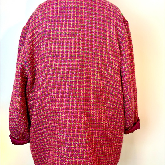 VTG Adriana Oversized Pink Woven Boucle Blazer Jacket - Picture 4 of 8